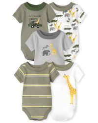 Baby Boys Short Sleeve Safari Bodysuit 5-Pack | The Children's Place  - LAUREL OAK | The Children's Place