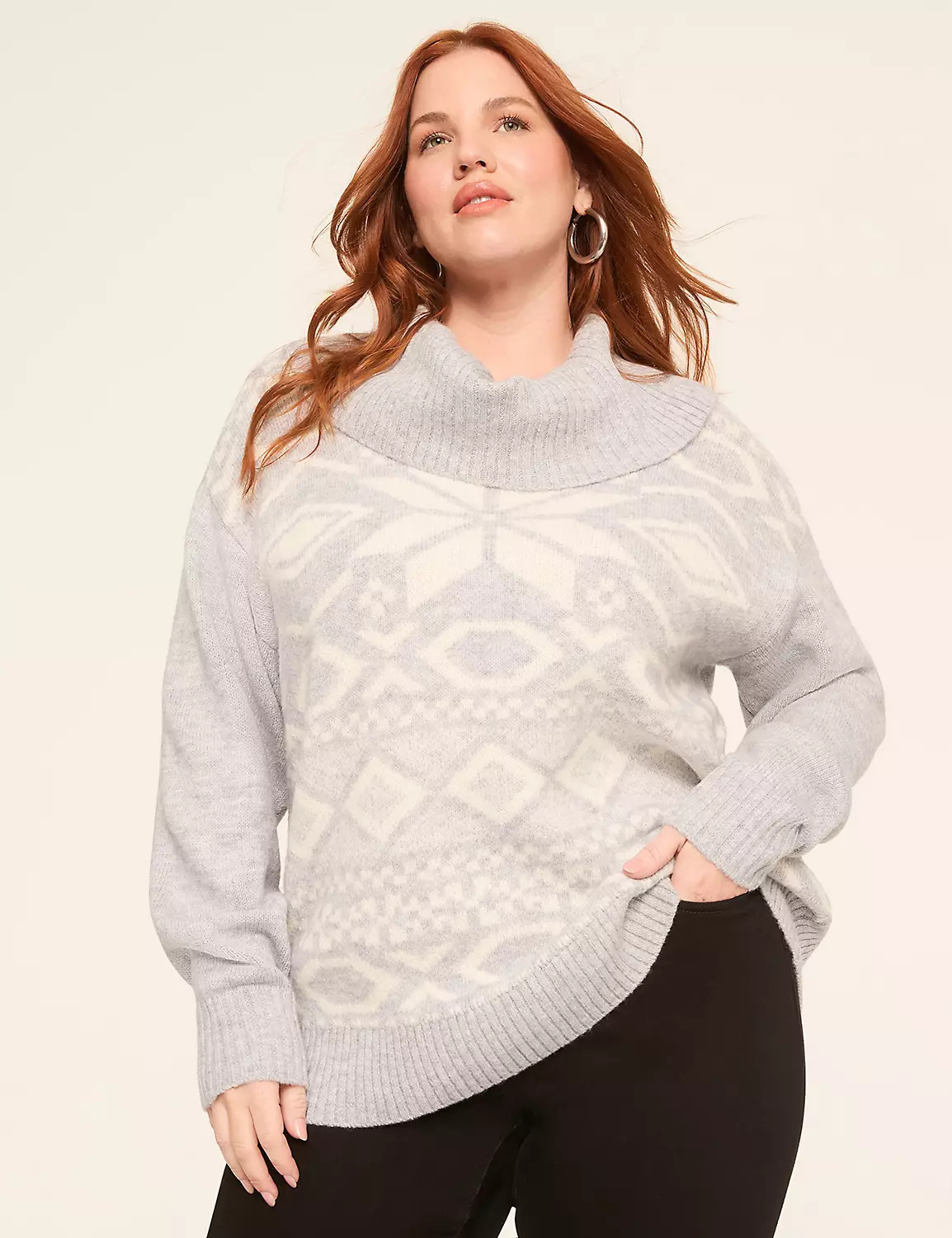 Fair Isle Cowl-Neck Sweater | Lane Bryant (US)