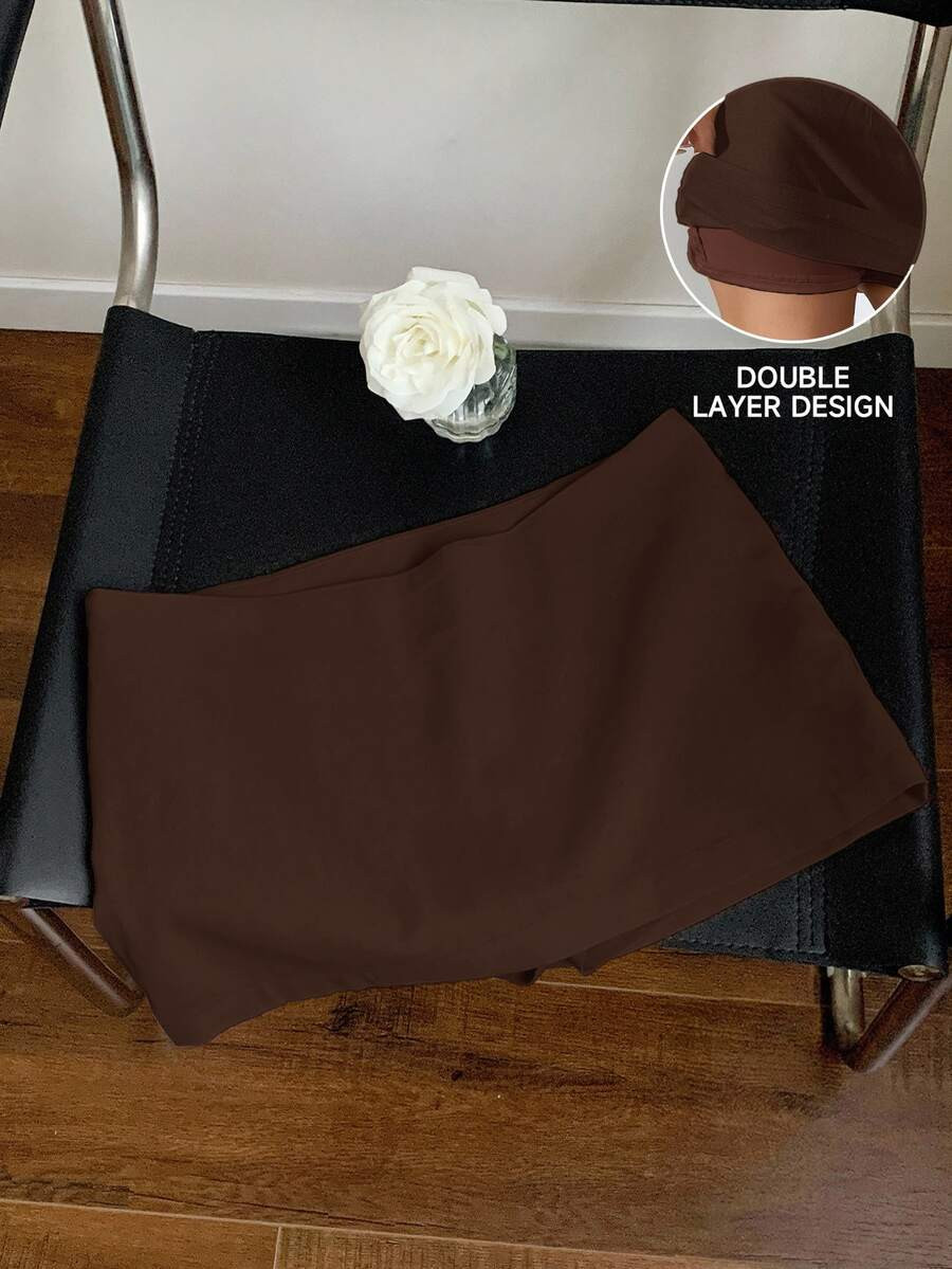 Comfortcana Coffee Brown Mini Low-Waist Skirt, Summer | SHEIN