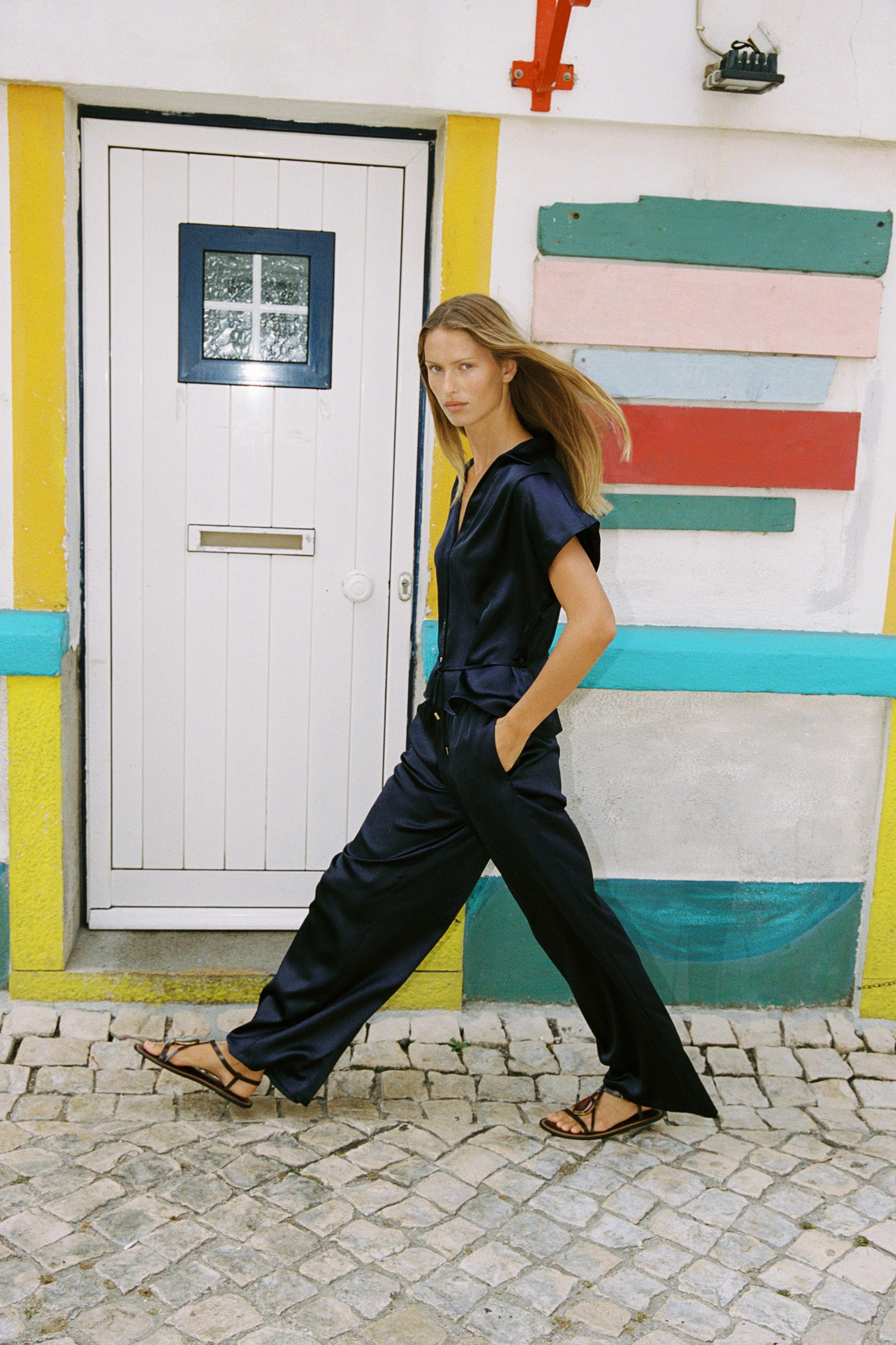 SATIN WIDE-LEG TROUSERS | Zara UK