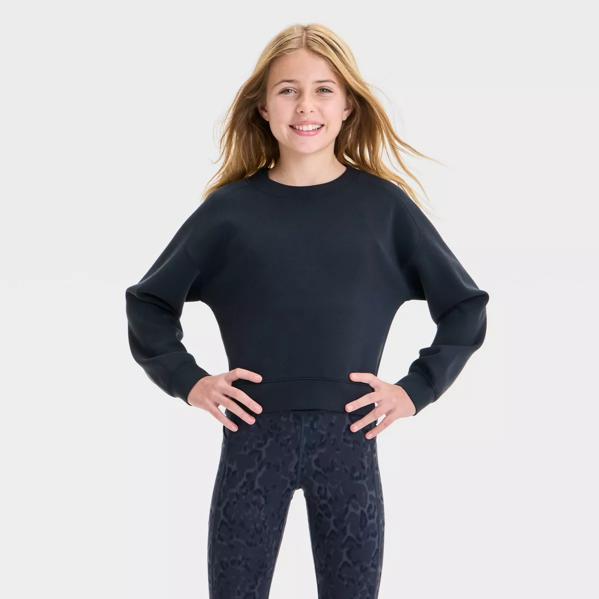 Girls' Airy Sleek Crewneck Sweatshirt - All In Motion™ | Target