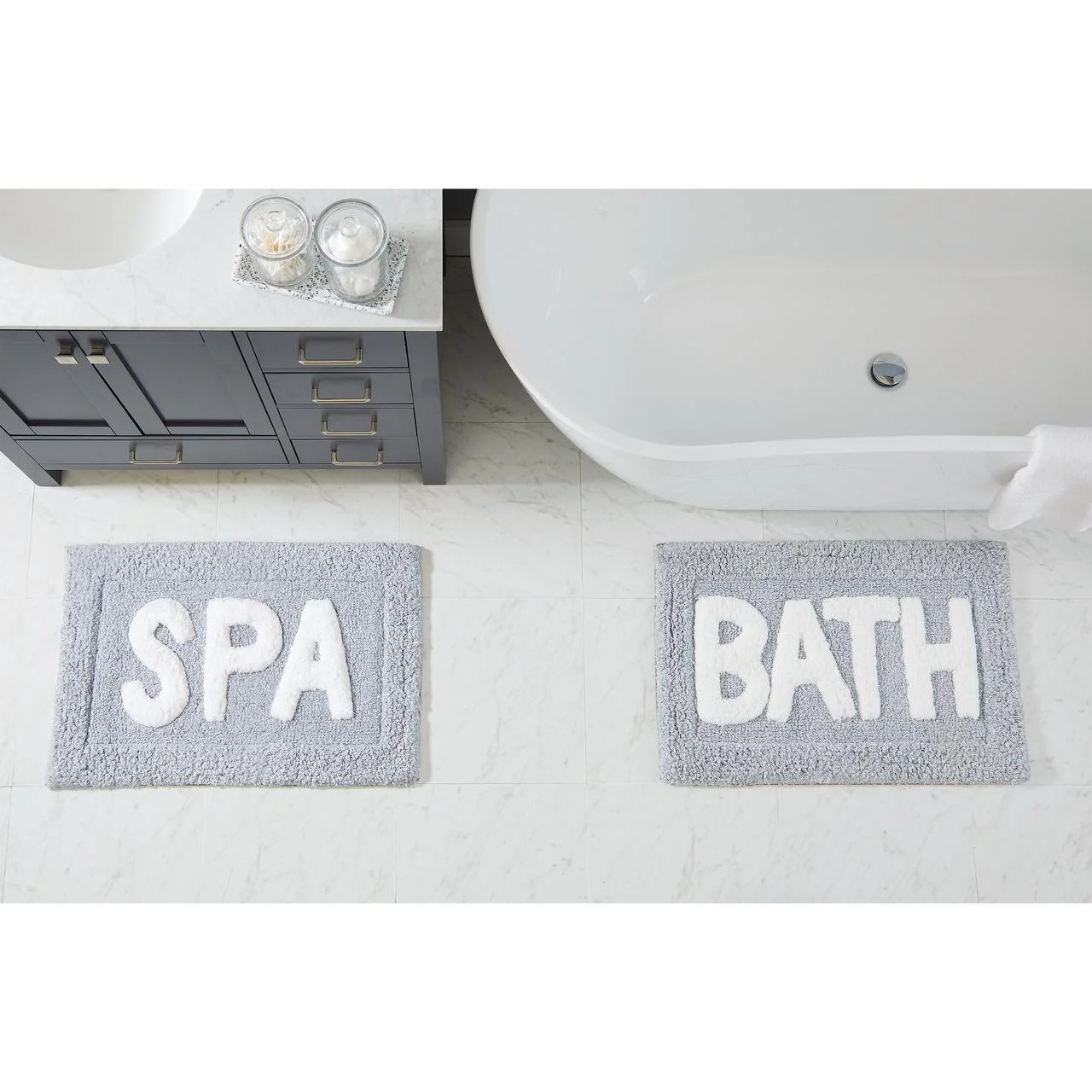 Grey Tufted Typography Polyester Bath Rug Set, Grey, 2 Pieces, Better Homes & Garden - Walmart.co... | Walmart (US)