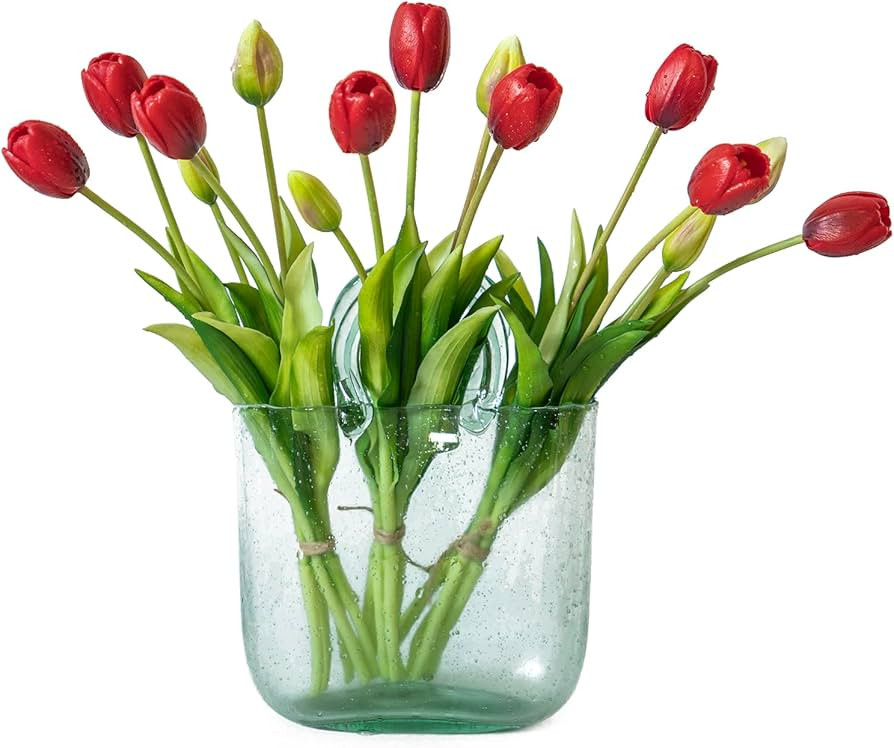 15pcs Artificial Tulips Flowers, Real Touch Latex Bouquet, Fake Tulips for Office Wedding Party H... | Amazon (US)