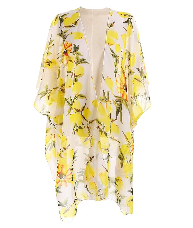 EDINSY Cover Ups Floral Kimono Wraps for Girls Women Bikini Cardigan Loose Beach | Amazon (US)