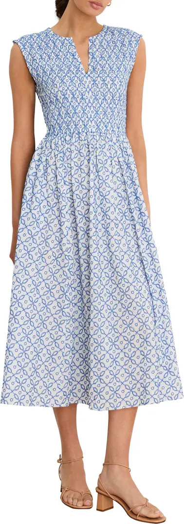 NIC+ZOE Amelia Embroidered Tile Cotton Midi Dress | Nordstrom | Nordstrom