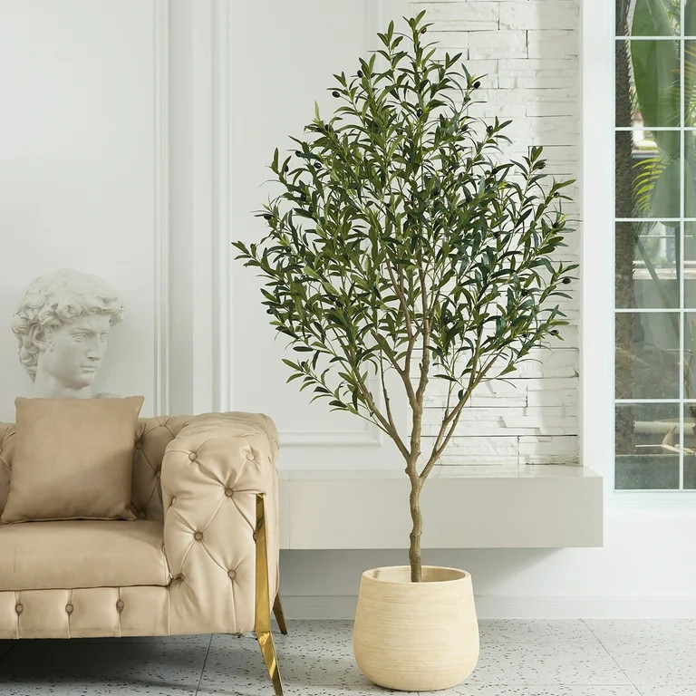 6FT Fuller Artificial Olive Tree in Pot, Artificial Olive Plants with Fruits, Realistic Indoor Ou... | Walmart (US)