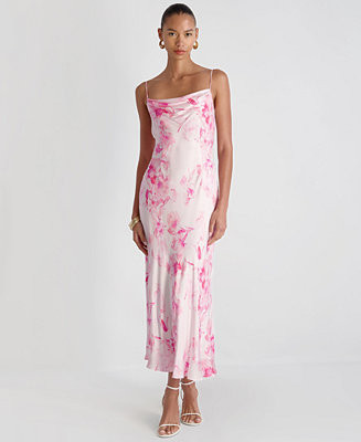 Women's Oona Satin Sophie Cowl Neck Flare Midi Dress | Macy's