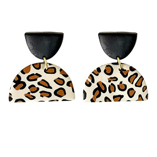 Polymer Clay Earrings for Women Cheetah Geometric Earrings Drop Dangle Earrings for Girls Birhtday Party gifts | Amazon (US)