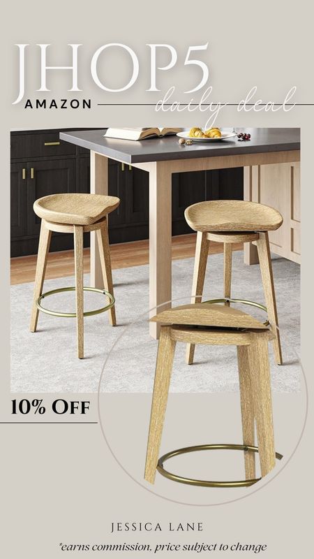 Amazon daily deal, save 10% on this gorgeous set of two wood and gold counter stools. Counter stools, backless counter stools, wood counter stools, kitchen seating, Amazon home, Amazon deal, hulala home

#LTKSaleAlert #LTKHome #LTKStyleTip