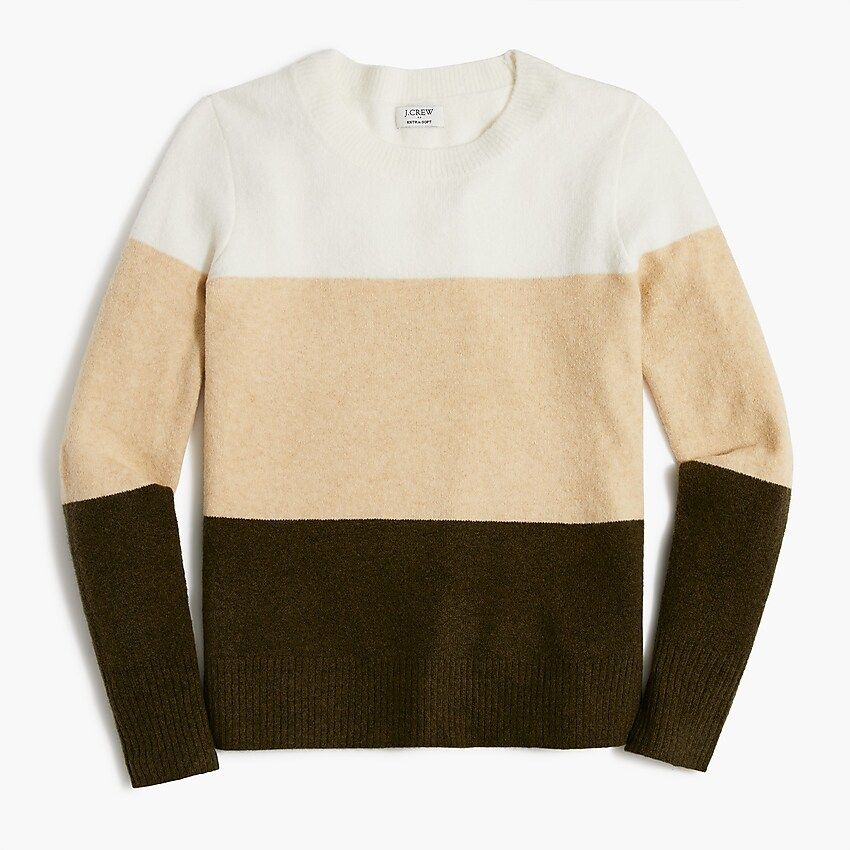 Colorblock crewneck sweater in extra-soft yarn | J.Crew Factory
