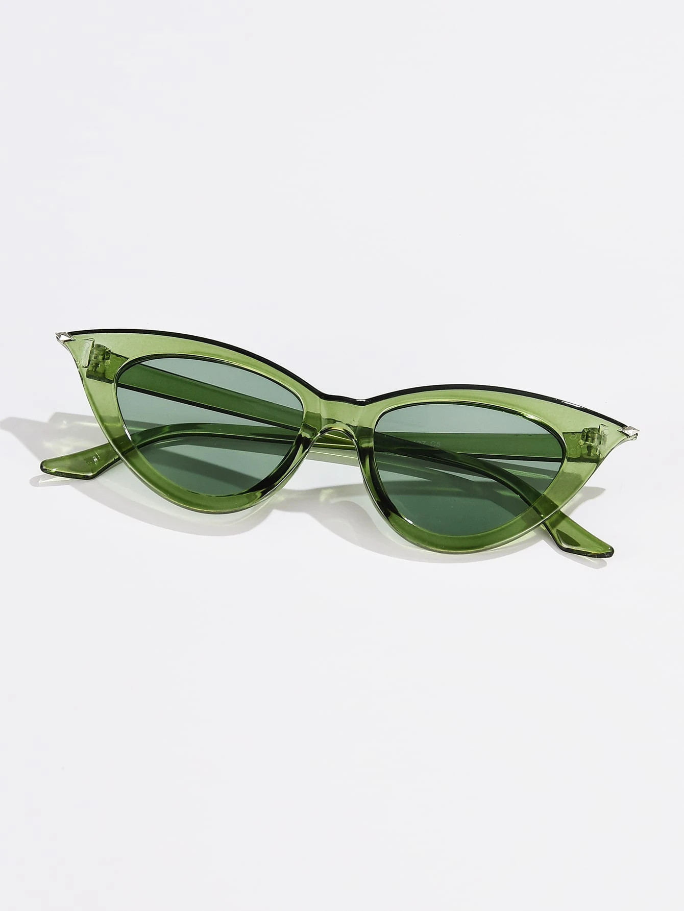 1pc Ladies' Plastic Cat Eye Sunglasses With Pointed Gold-tone Metal Detail, Including Glasses Box | SHEIN