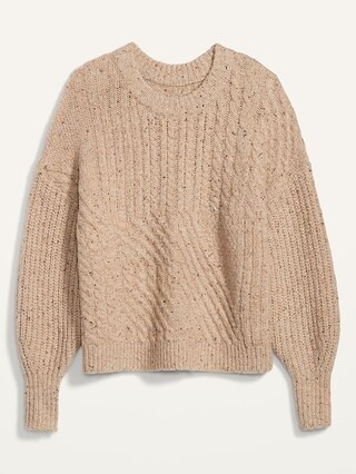 Cozy Cable-Knit Blouson-Sleeve Sweater for Women | Old Navy (CA)