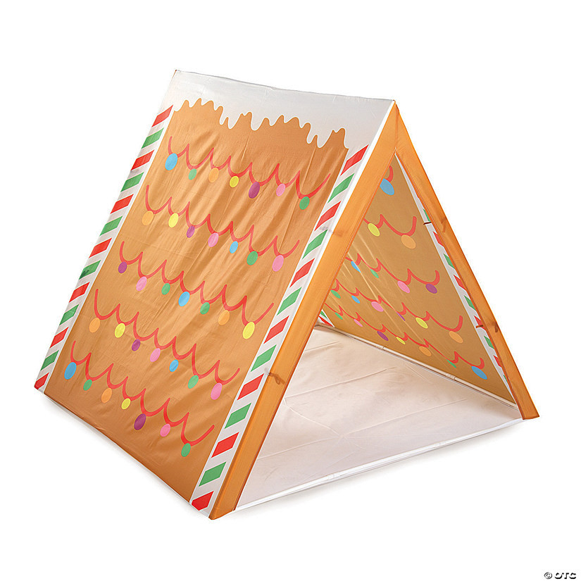 45" x 33" Christmas Gingerbread House Brown Nonwoven Play Tent | Oriental Trading Company