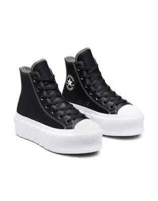 Converse Chuck Taylor All Star Hi Lift 2X faux leather platform sneakers in storm wind | ASOS (Global)