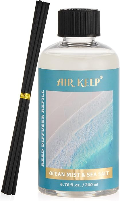 Airkeep Reed Diffuser Oil Refill with Diffuser Sticks, 6.76 Fl Oz(200ml) Ocean Mist&Sea Salt Scen... | Amazon (US)