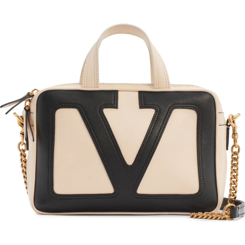 Valentino Garavani Small Viva Superstar Leather Duffle Bag in R4V Butter White/Nero at Nordstrom | Nordstrom