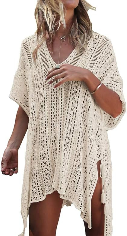 Women's Bathing Suit Cover Ups Sexy Swimwear Crochet Lace Beach Dress | Amazon (US)