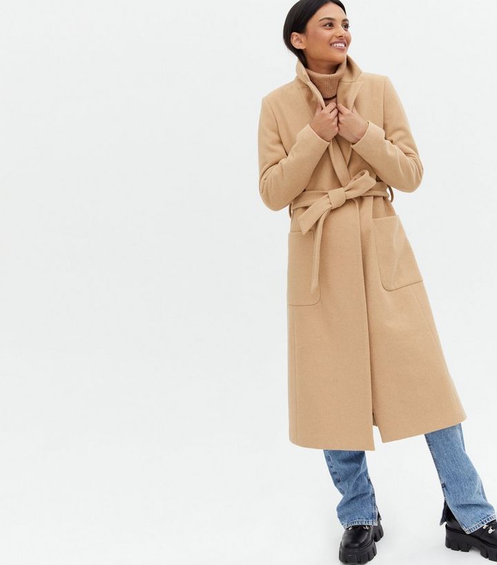 Camel Belted Long Coat
						
						Add to Saved Items
						Remove from Saved Items | New Look (UK)