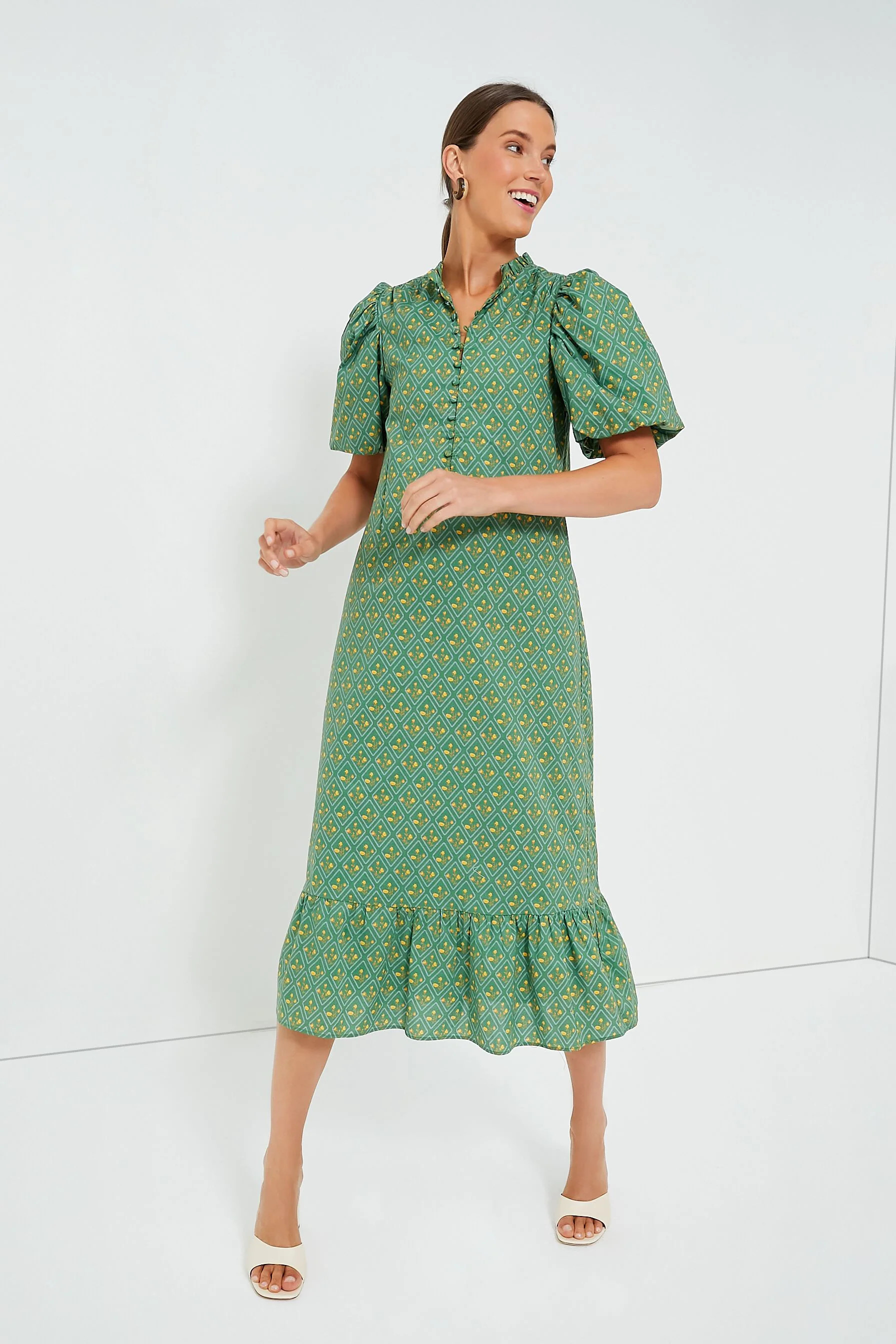 Green Floral Mimi Midi Dress | Tuckernuck (US)