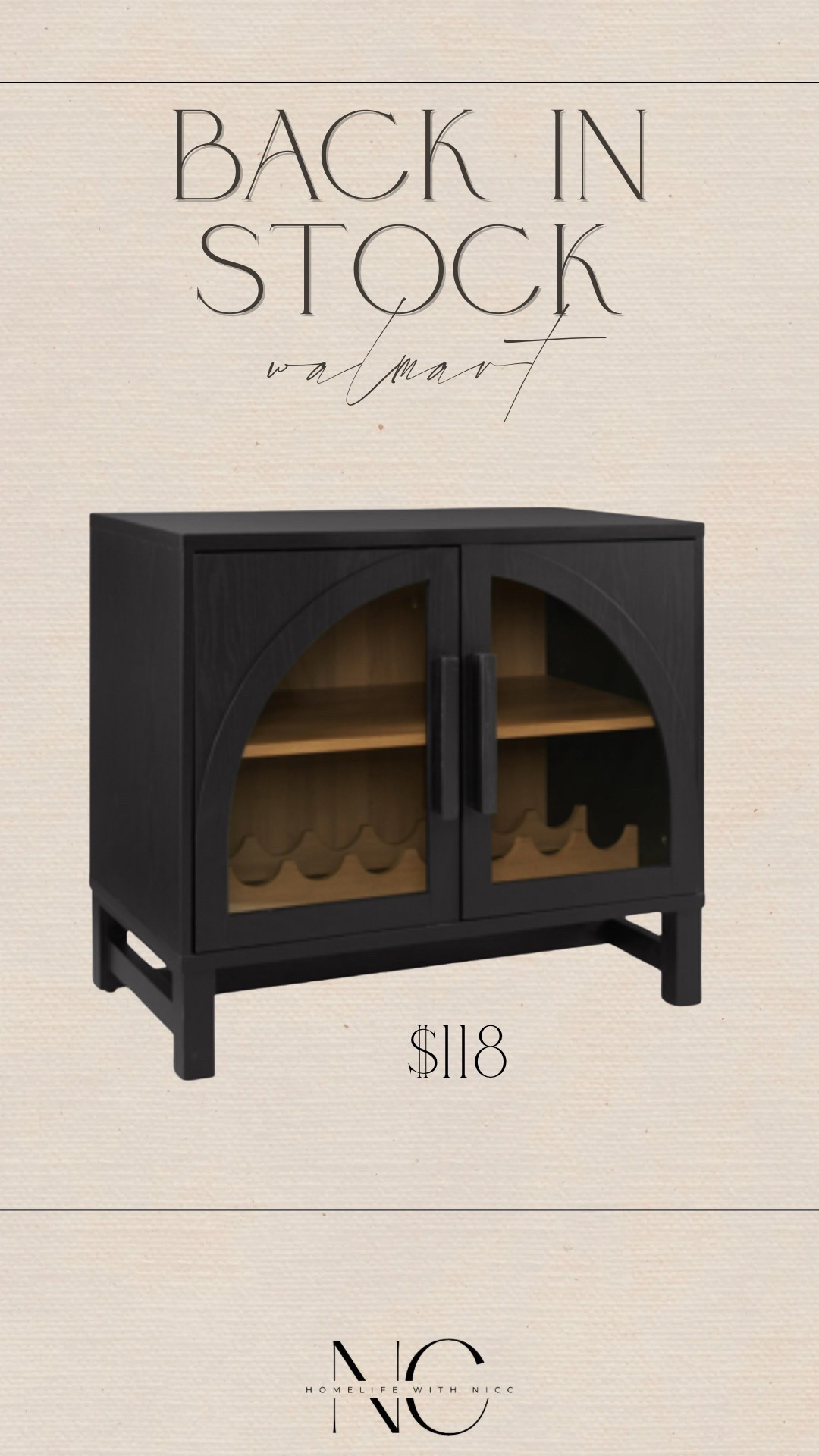 This gorgeous black bar cabinet is back in stock at Walmart and less than $120!
#walmart #walmarthome #walmartcabinet #walmartdecor #barcabinet

#LTKHome #LTKStyleTip