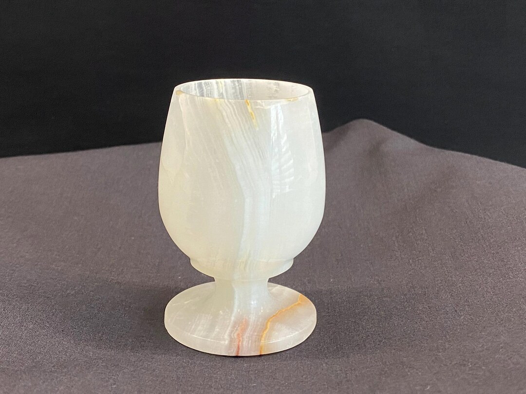 White Alabaster Goblet Carved Stone, Outside of Goblet Buffed to a Glossy Sheen, Holds Approximat... | Etsy (US)