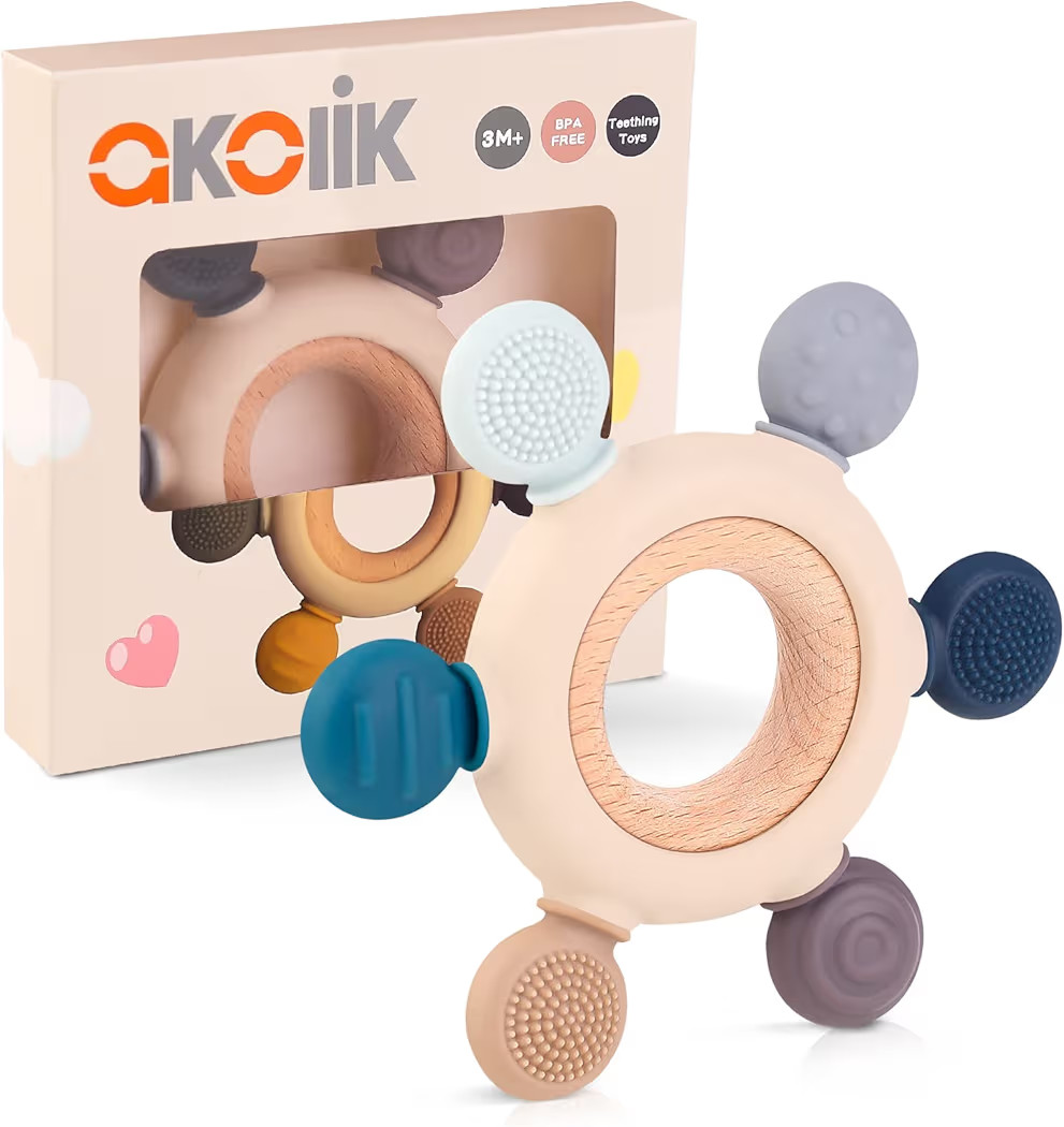 akolik Baby Teething Toys, Teething Relief Toy, BPA Free Baby Chew Toys Infant Toys Newborn Acces... | Amazon (US)