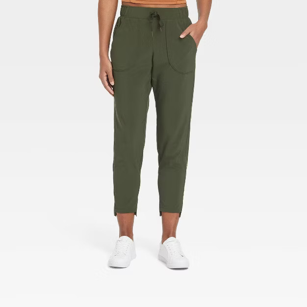 Women's Tapered Stretch Woven Pants - All in Motion™ Olive Green S | Target