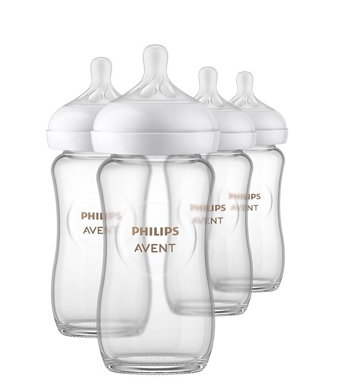 Philips AVENT Glass Natural Baby Bottle with Natural Response Nipple, Clear, 8oz, 4pk, SCY913/04 | Amazon (US)