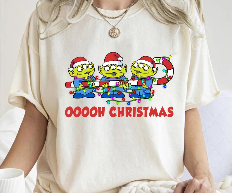 Disney Toy Story Alien Christmas Lights T-Shirt , Alien Ooooh Christmas Funny Shirt, Disneyland F... | Etsy (US)