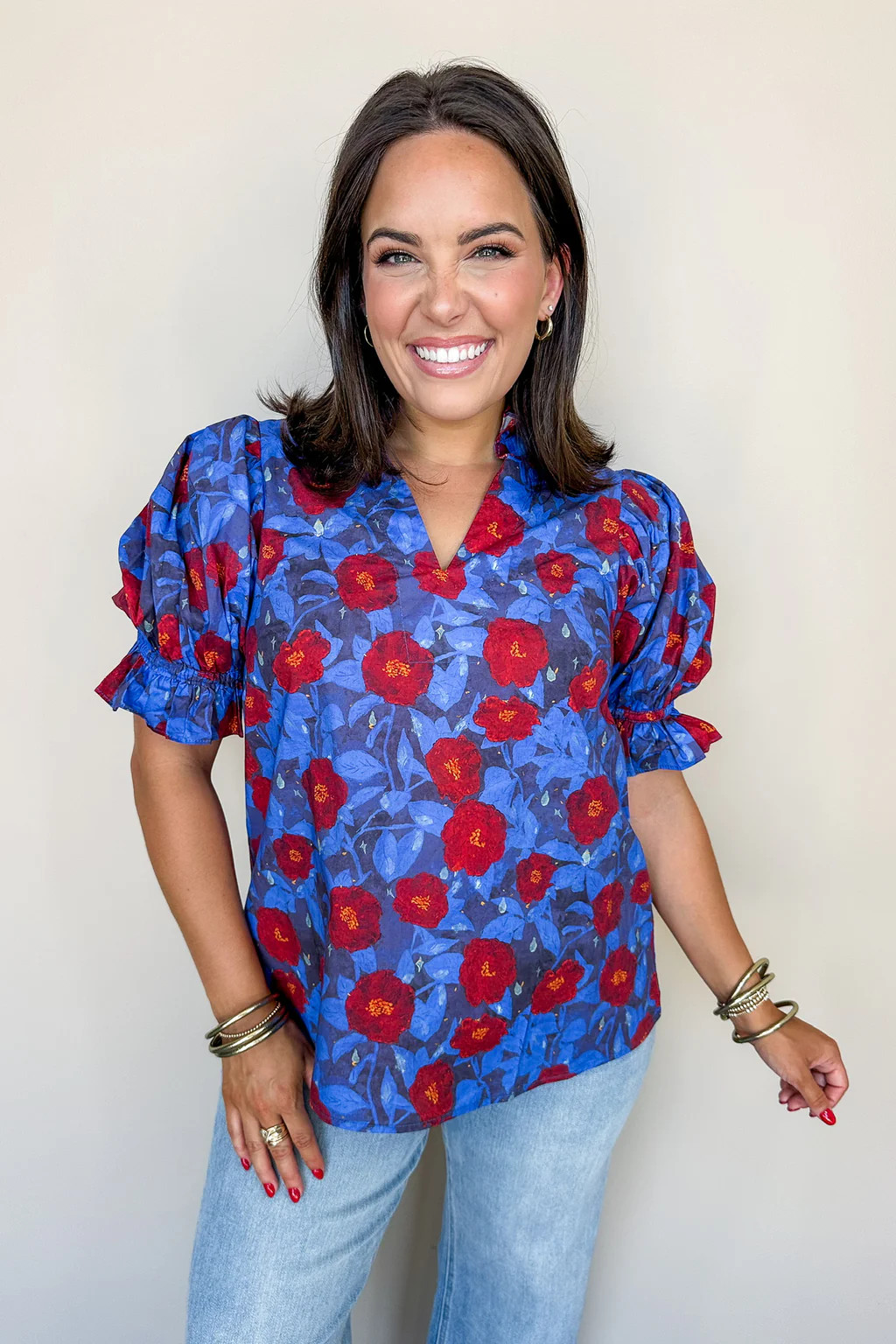 Midnight Bloom Ruffle Blouse | Jules & James Boutique