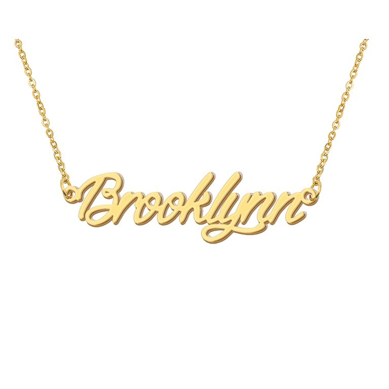 HUAN XUN 18k Gold Plated Brooklynn Name Necklace Stainless Steel Nameplate Necklaces for Womens M... | Walmart (US)