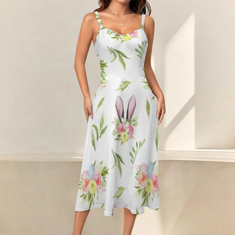 Floral Easter Milk Fiber Midi Dress | Bunny Ears Spring Dress | Soft & Lightweight - Etsy | Etsy (US)