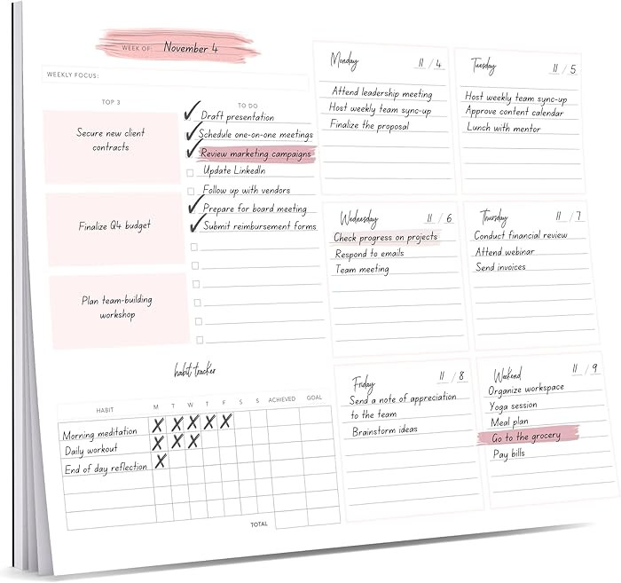 Lamare Weekly Planner Notepad – Premium Undated Weekly To Do List Notepad for School, Home & Of... | Amazon (US)