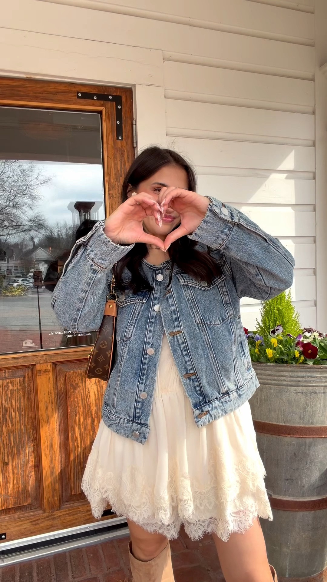 Blank nyc Jean jacket and Abercrombie dress 