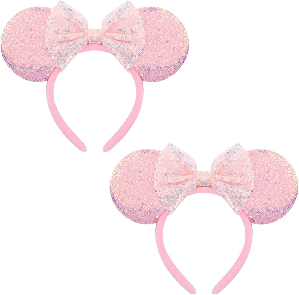 AQOKKA Mouse Ears Headbands with Bow Minnie Ears Cosplay Costume Hair Accessories for Women Birth... | Amazon (US)