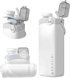 KEHOVI Collapsible Silicone Water Bottle - Reusable Foldable Bottle- Portable Bottle - Essential ... | Amazon (US)