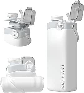 KEHOVI Collapsible Silicone Water Bottle - Reusable Foldable Bottle- Portable Bottle - Essential ... | Amazon (US)