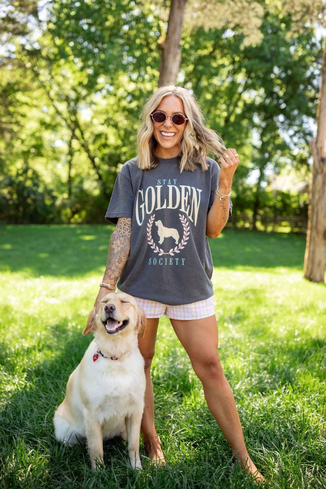 The Kaiser Stay Golden Society Dark Grey Graphic Tee Holley Gabrielle | Pink Lily