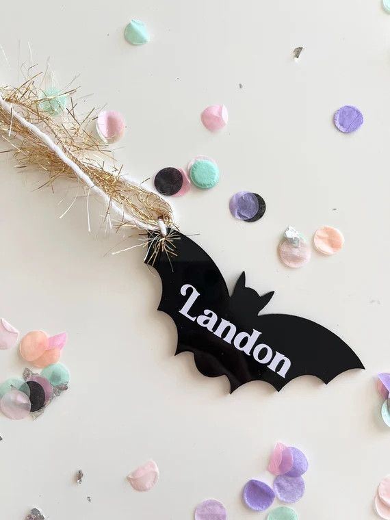 Acrylic Bat Name Tag | Halloween Name Tag | Halloween Basket Tag | Boo Basket Tag | Etsy (US)