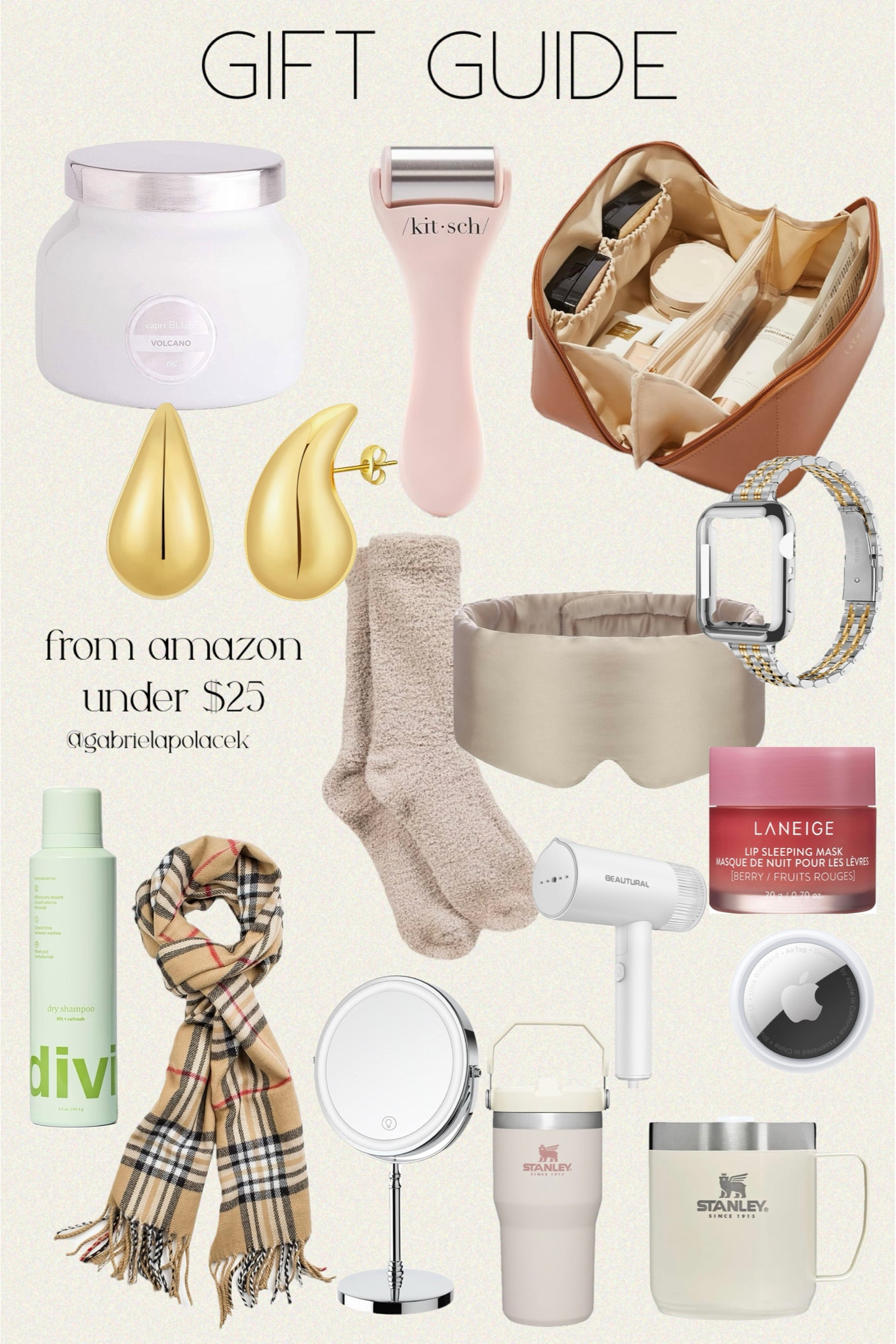 Amazon gifts under $25 
Gift guide under $25

Apple AirTag | Travel Makeup Bag | 
divi Dry Shampoo Spray | Stanley Classic Legendary Camp Mug | Stanley IceFlow Stainless Steel Tumbler with Straw | BEAUTURAL Steamer for Clothes | Lighted Makeup Mirror | Chunky Gold Hoop Earrings | Cozy Ultra-Luxe Cloud Sock | Slim Watch Band Compatible with Apple Watch | Kitsch Ice Roller for Face & Eye Puffiness | Super Soft Classic Cashmere Feel Winter Scarf | LANEIGE Lip Sleeping Mask | Fuzzy Slippers Cross Band | 100% Mulberry Silk Sleep Mask Eye Mask | Capri Blue Volcano Scented Candles

Christmas gift guide under $25 for her 
#amazon #polacek #LTKFindsUnder50

#LTKSaleAlert #LTKGiftGuide #LTKSeasonal