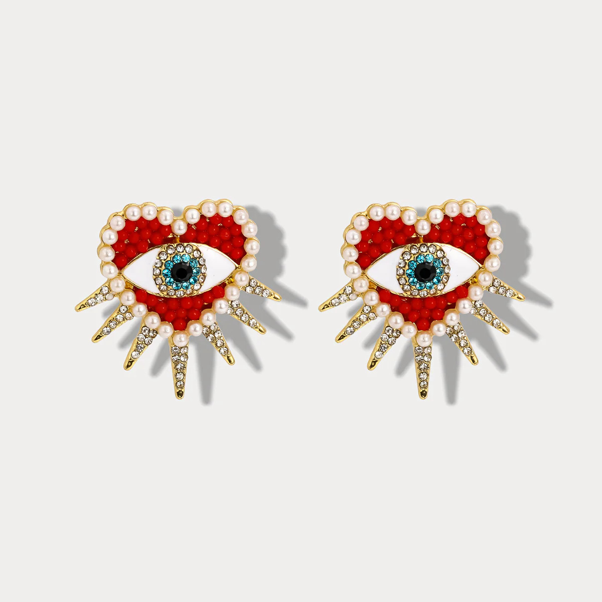 Heart Sun Diamond Evil Eye Earrings | Selenichast