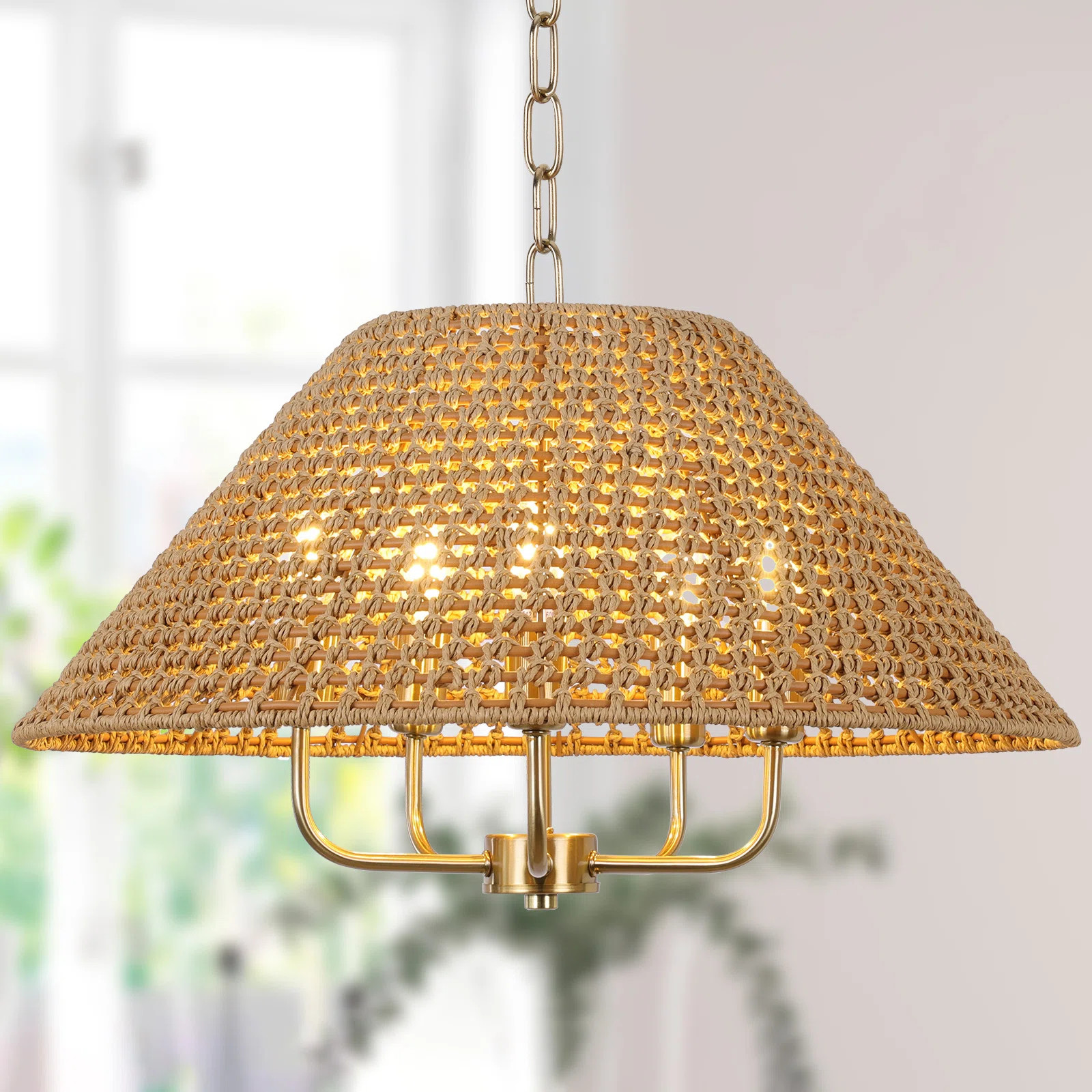 Bay Isle Home™ Dimmable Drum Chandelier Natural Rattan Bohemian Pendant & Reviews - Wayfair Can... | Wayfair North America