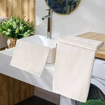 3pcs Beige Boho Hand Towels for Bathroom,100% Cotton | Amazon (US)