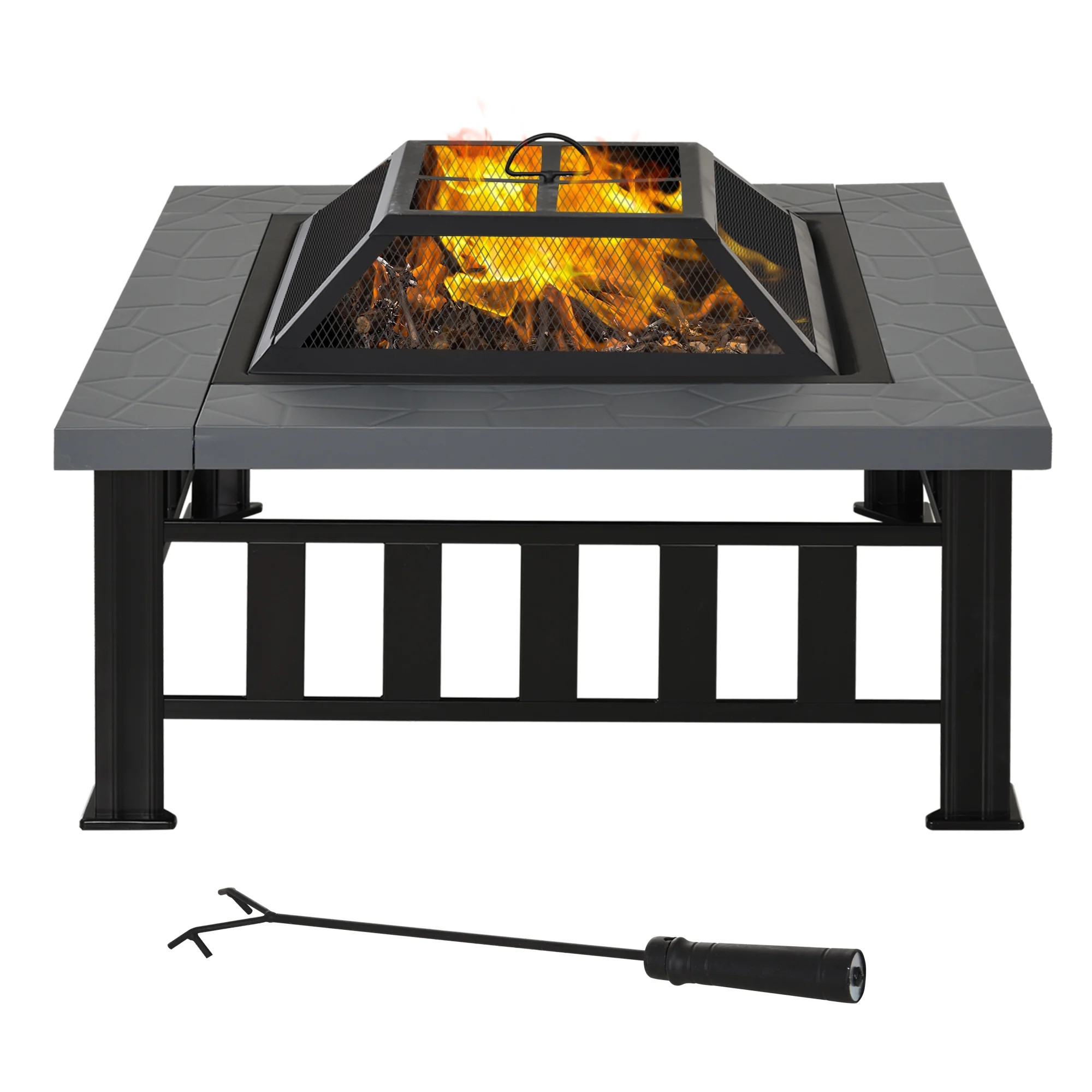 Outsunny 34" Square Firepit Steel Stove, Black | Walmart (CA)