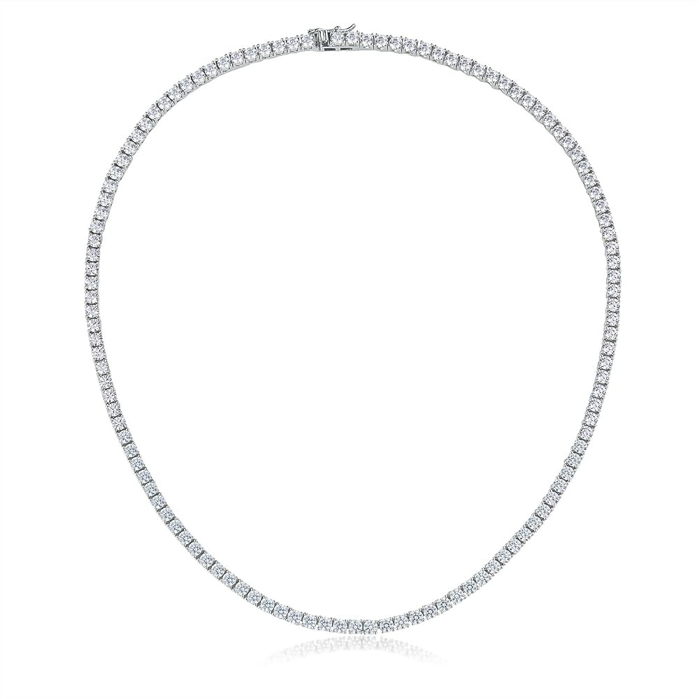 Gemsme 18K White/Yellow Gold Plated 3.0mm Round Cubic Zirconia Classic Tennis Necklace For Women ... | Amazon (US)