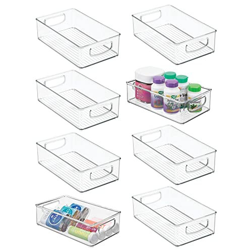 mDesign Small Plastic Bathroom Storage Container Bins with Handles for Organization in Closet, Cabin | Amazon (US)