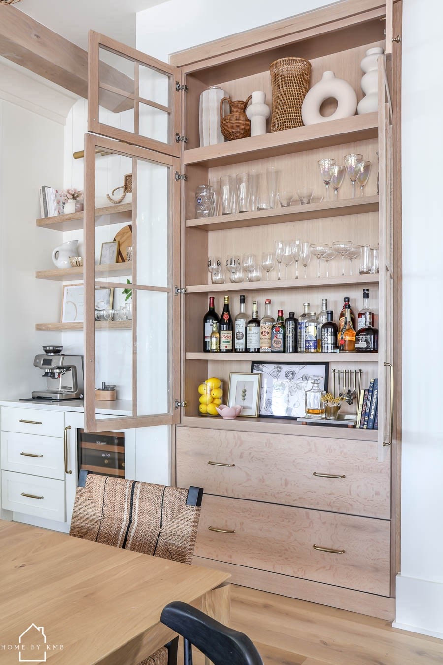 Oversized white oak built in bar cabinet 🫶🏻

#LTKHome