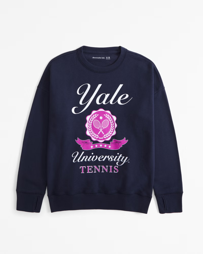 girls legging-friendly yale graphic crew sweatshirt | girls clearance | Abercrombie.com | Abercrombie & Fitch (US)