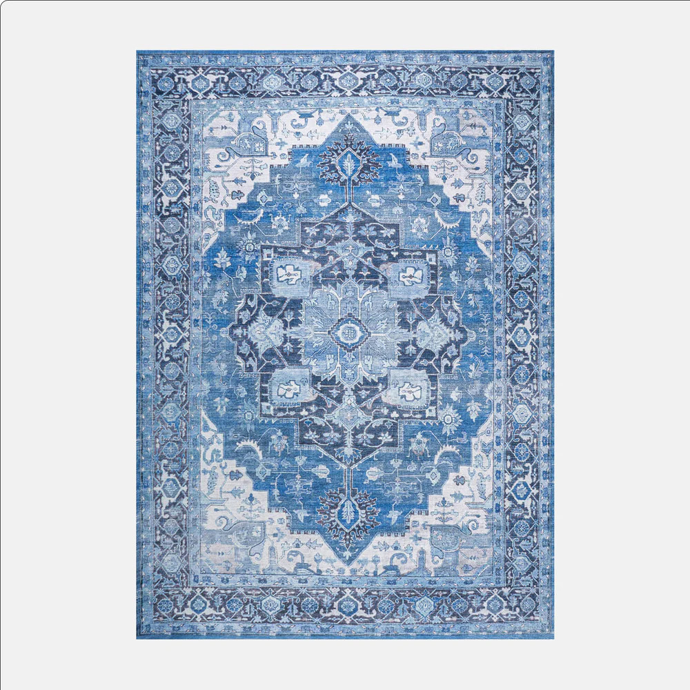 Ornate Medallion Washable Rug | Dorm Essentials - Blue / 3'x5' - Dormify | Dormify