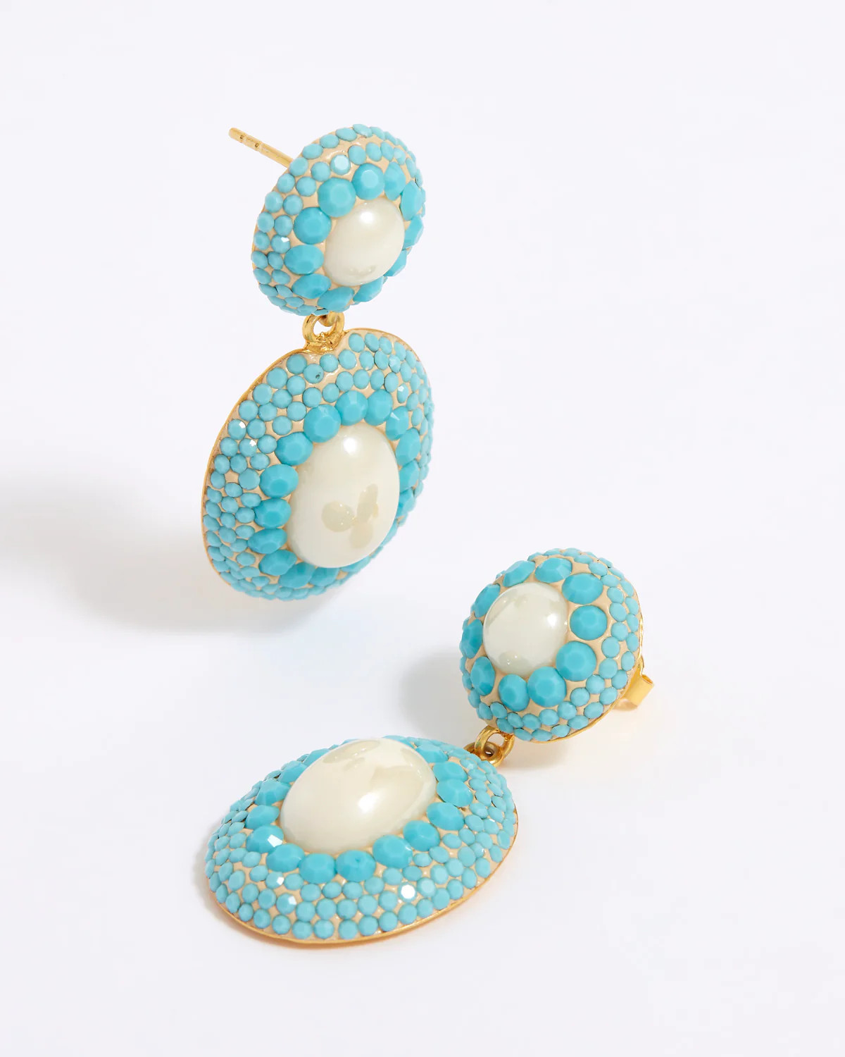 Turquoise Lace Pearl Drop Earrings | Soru Jewellery